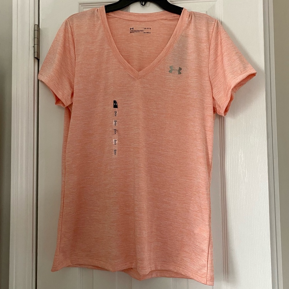 Coral Under Armour Heat Gear V-Neck Top